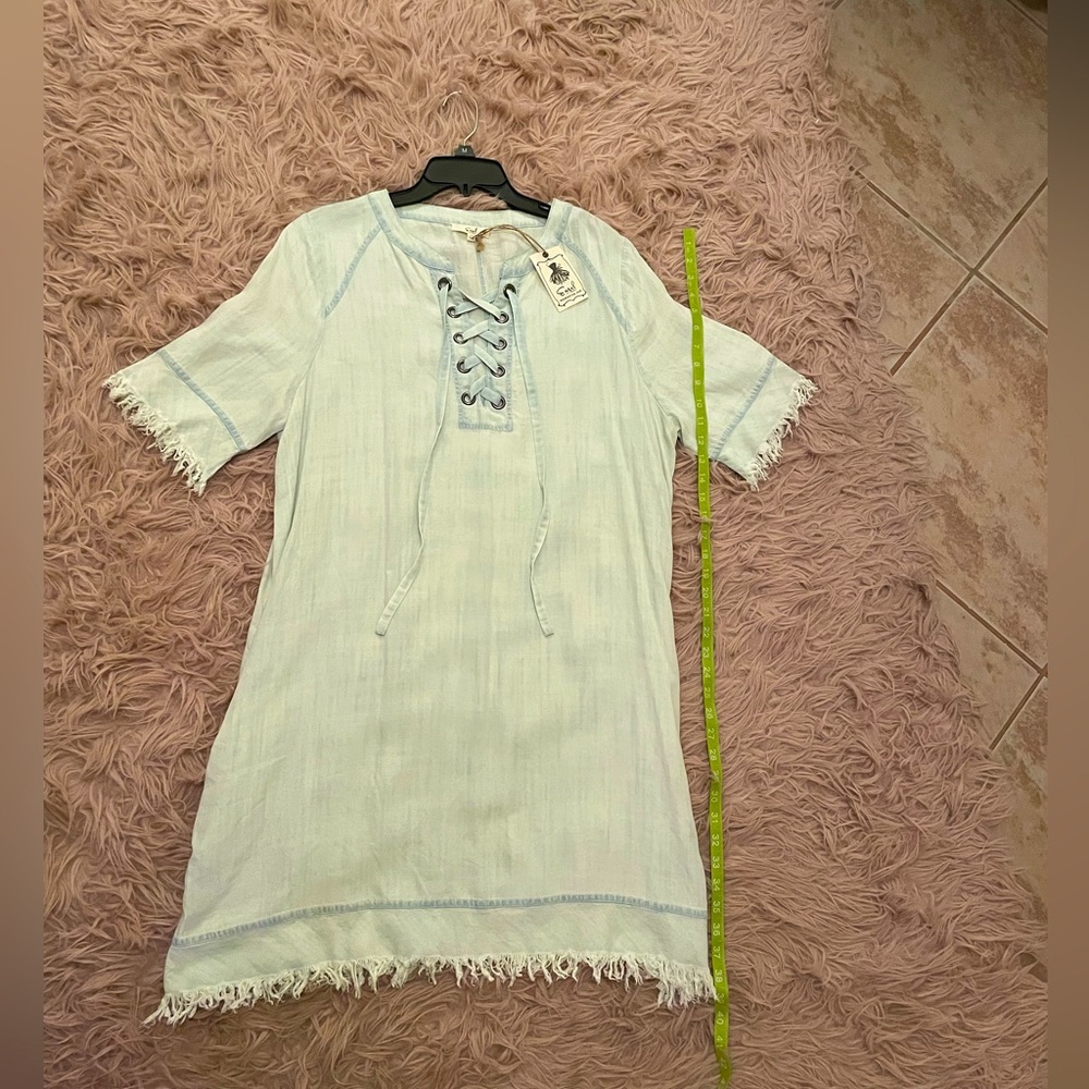 Easel mid length dress. Light denim. New with tags